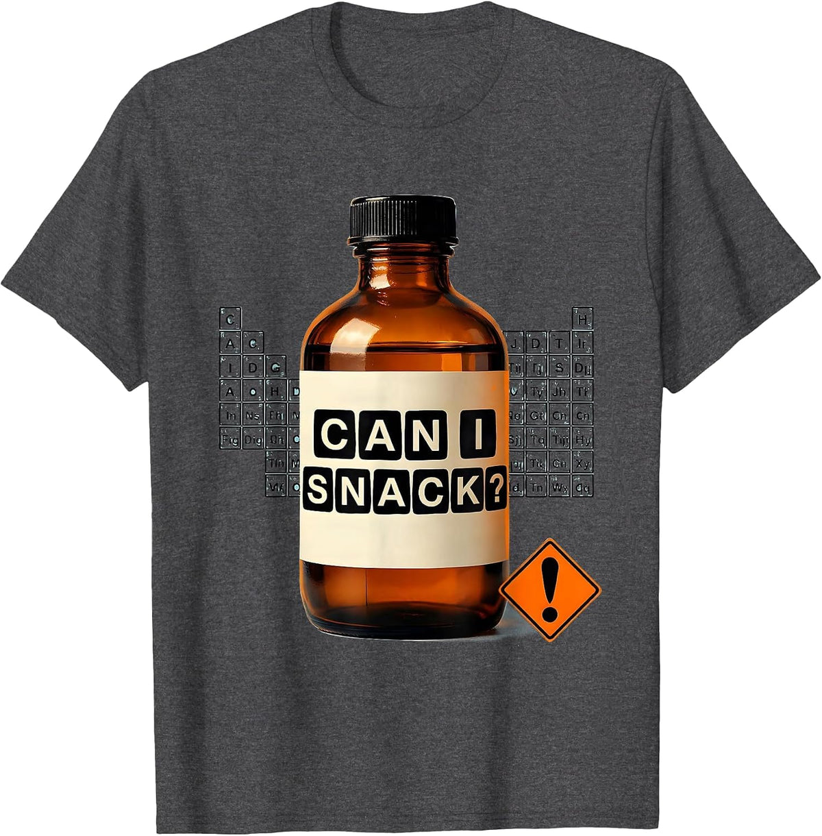 Men's Can I Snack Funny Periodic Table Science Teacher Student T-Shirt - Dark Heather Grey