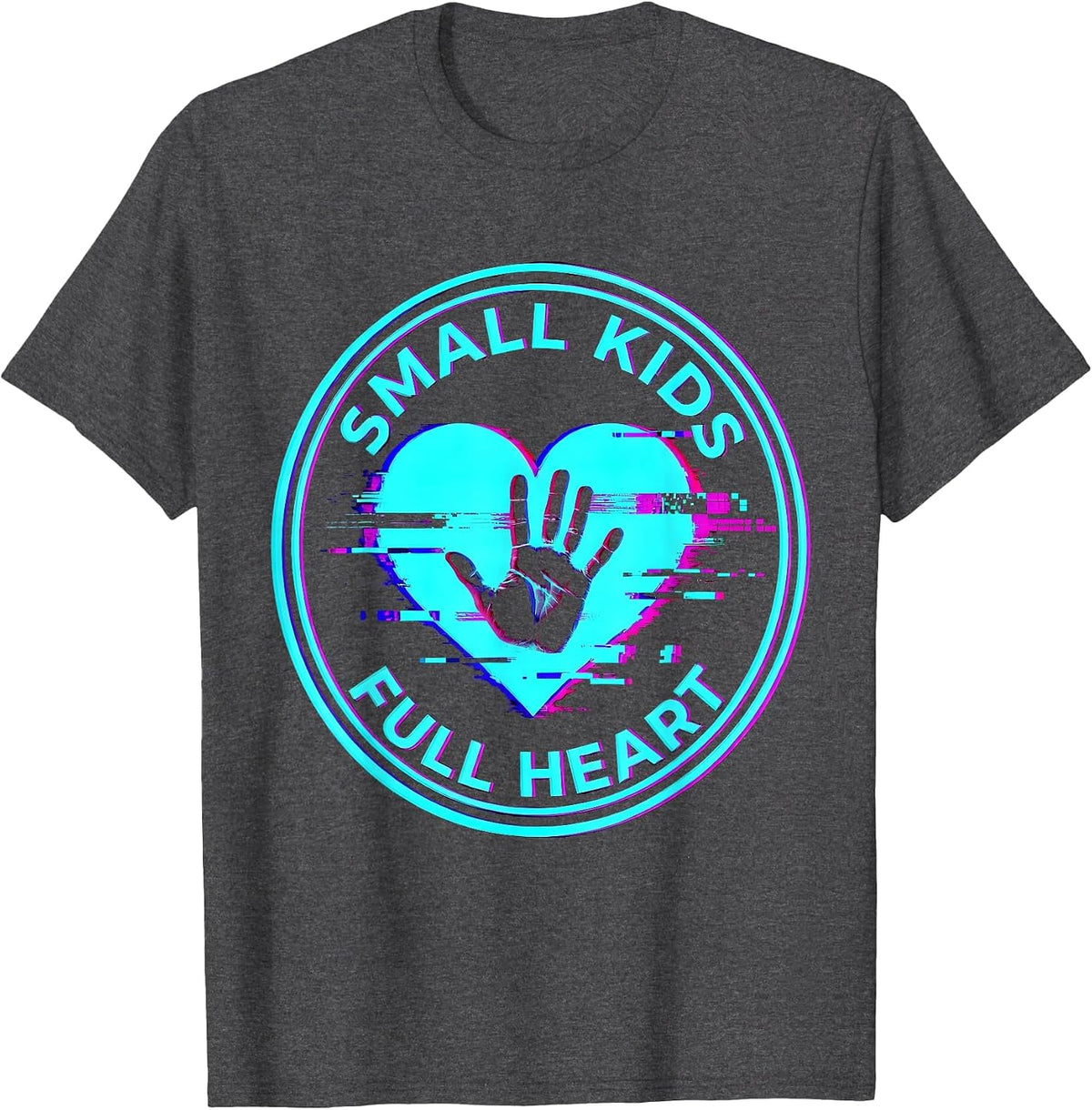Men's Small Kids Full Heart Preschool Teacher Design T-Shirt - Dark Heather Grey