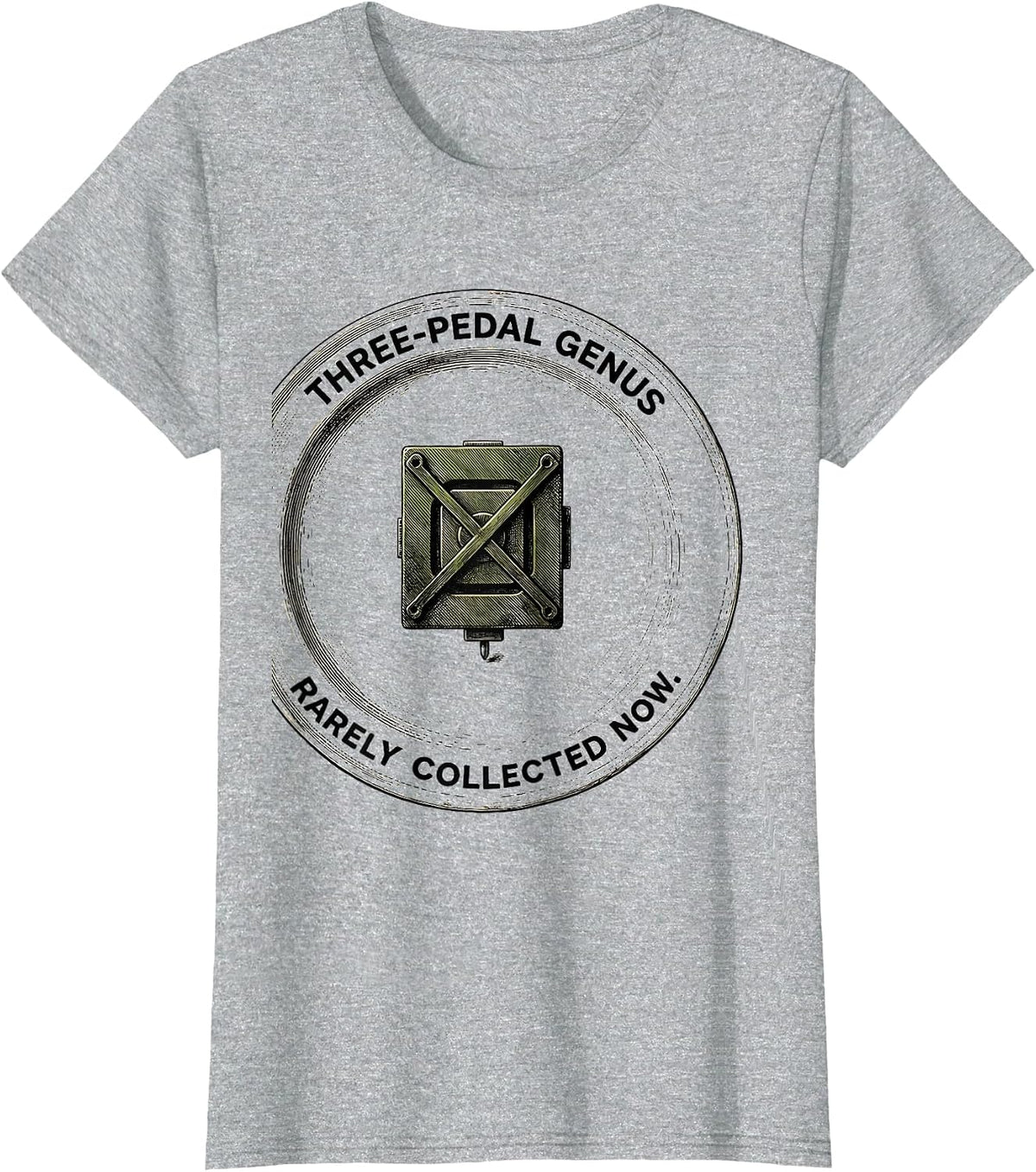 Three-Pedal Genus Rarely Collected Now Manual Car Guy T-Shirt - Heather Grey