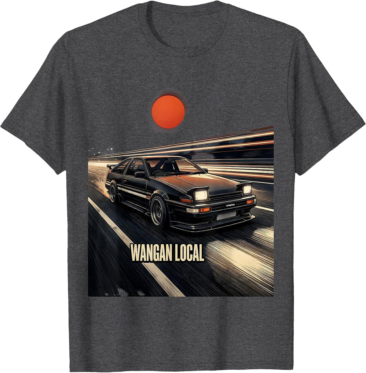 Wangan Local Vintage JDM Drift Car Tuner Retro Streetwear T-Shirt - Dark Heather Grey