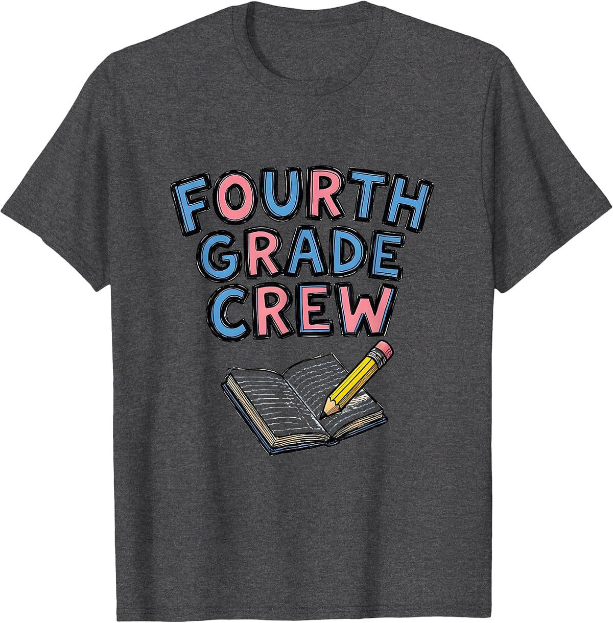 Men's Fourth Grade Crew Back to School Teacher Student Kids T-Shirt - Dark Heather Grey