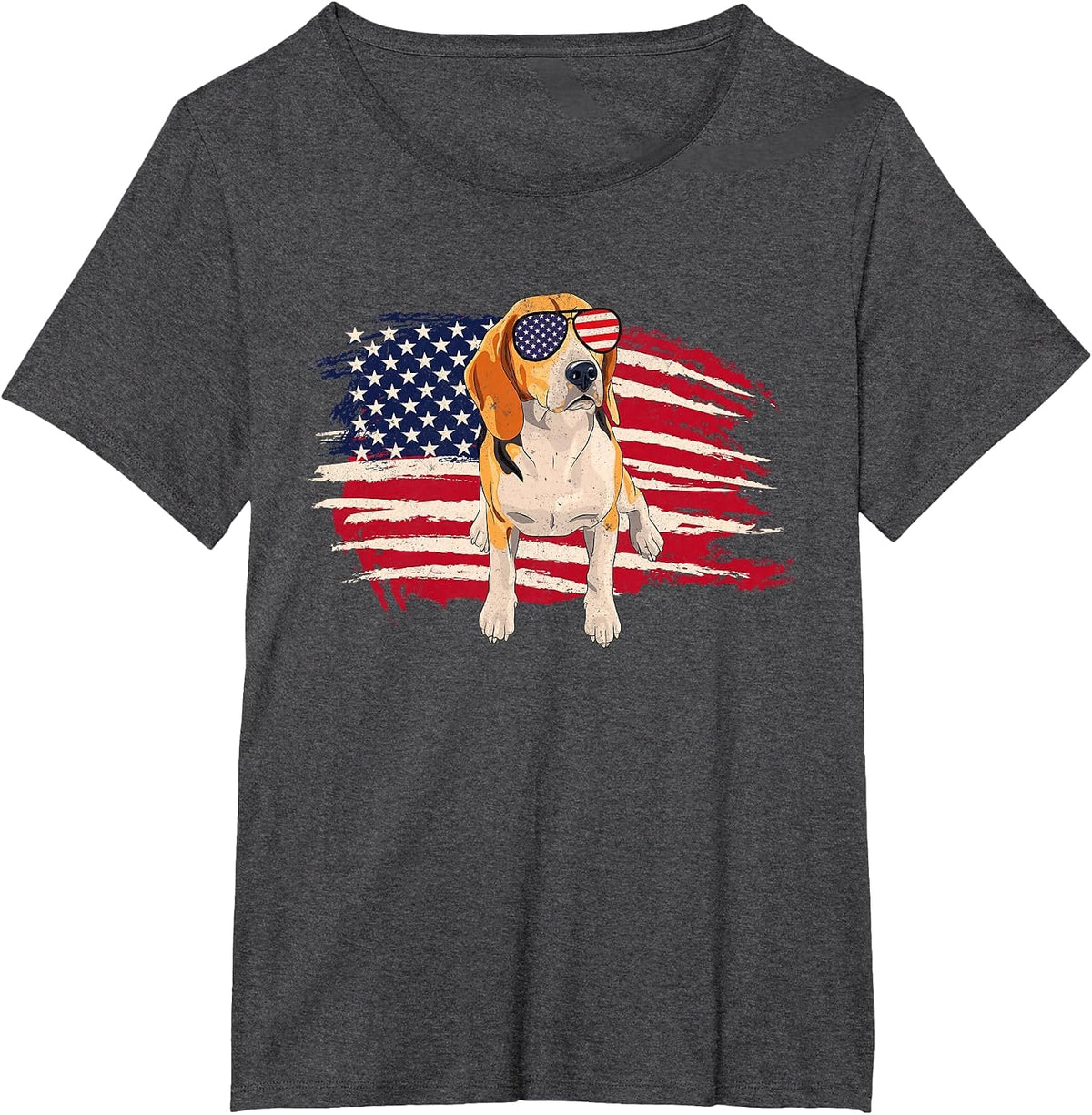American Flag Beagle - Puppy Dog Lover Animal Breeder T-Shirt - Dark Heather Grey