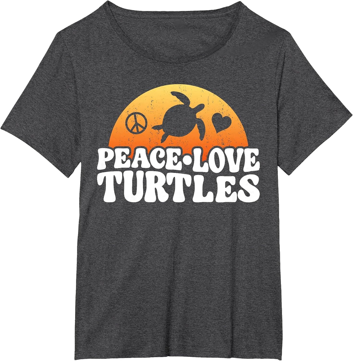 Sea Turtle Tortoise Peace Love Turtles T-Shirt - Dark Heather Grey