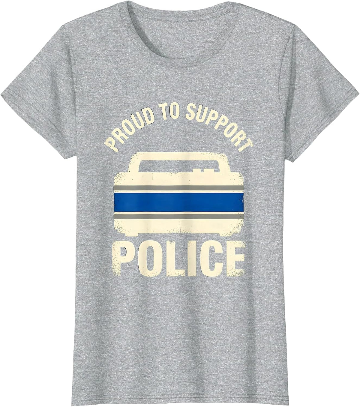 Proud To Support Police Thin Blue Line Back The Blue Law T-Shirt - Heather Grey