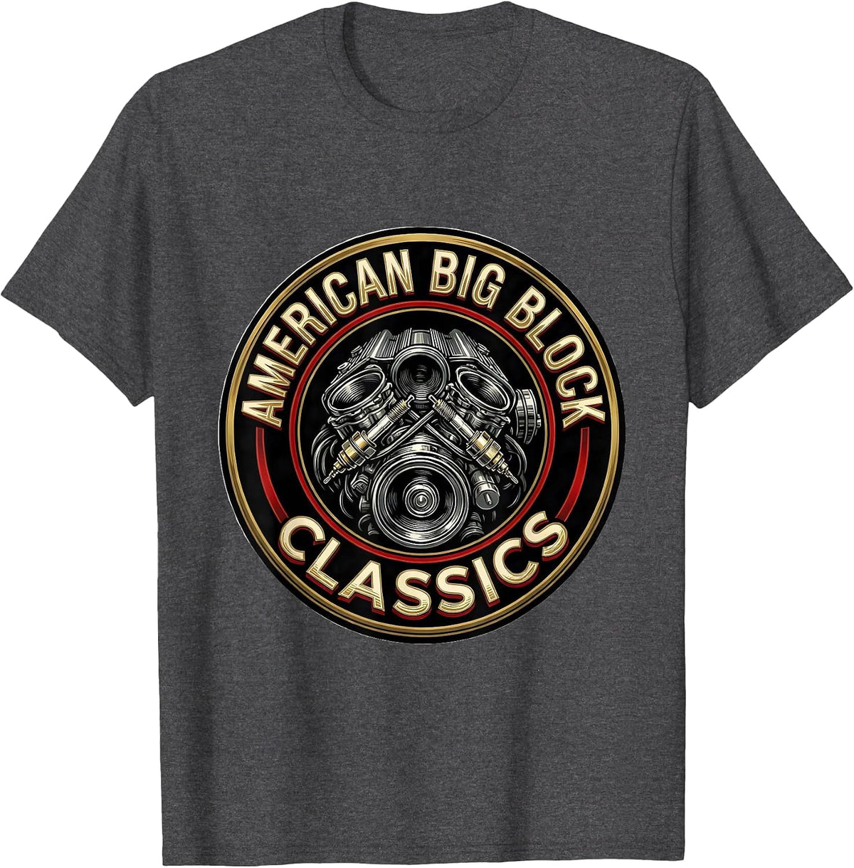 Men's American Big Block Classics Classic Muscle Car Enthusiast T-Shirt - Dark Heather Grey