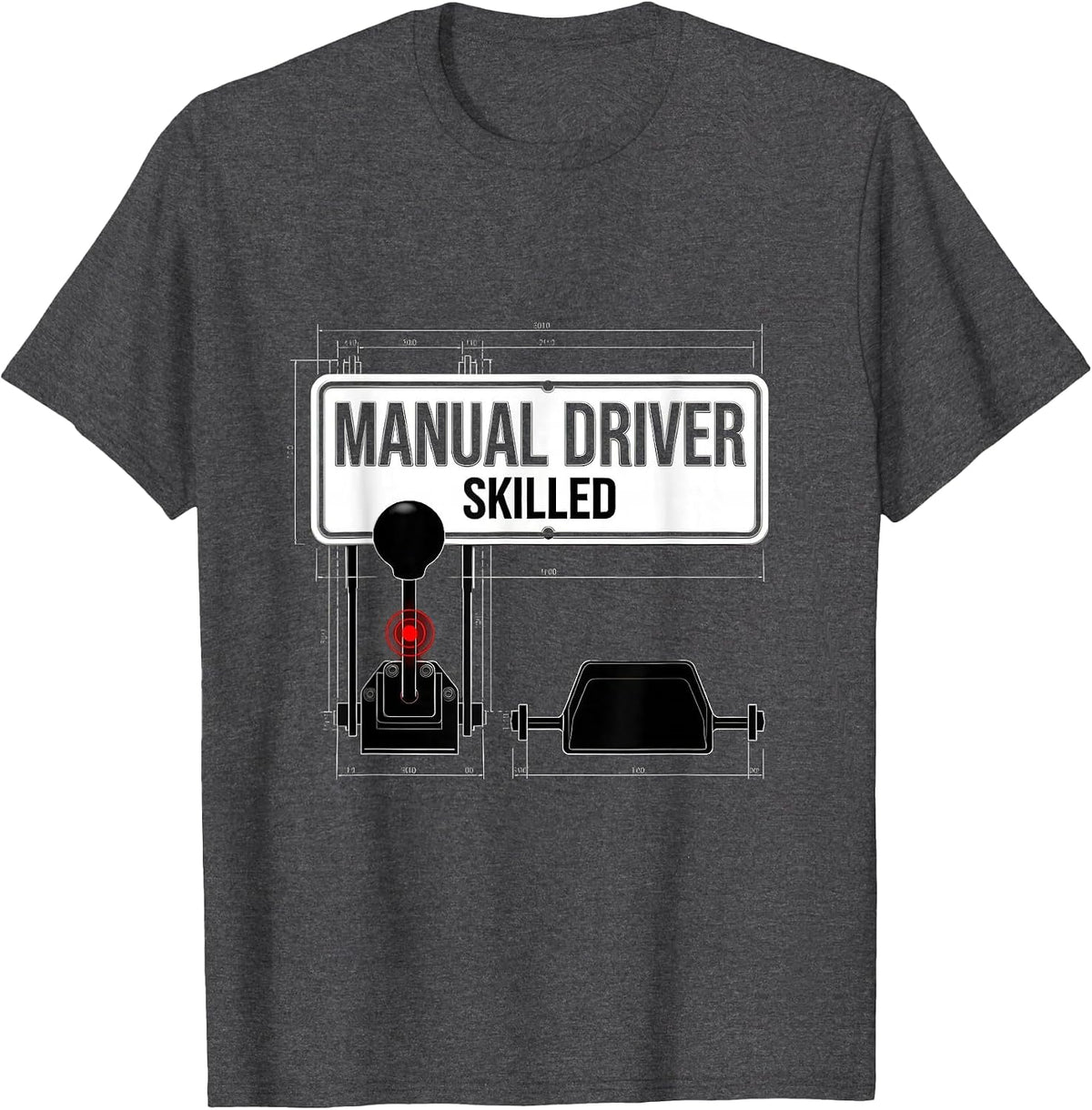 Manual Driver Skilled Swiss International Car Guy Stick T-Shirt - Dark Heather Grey