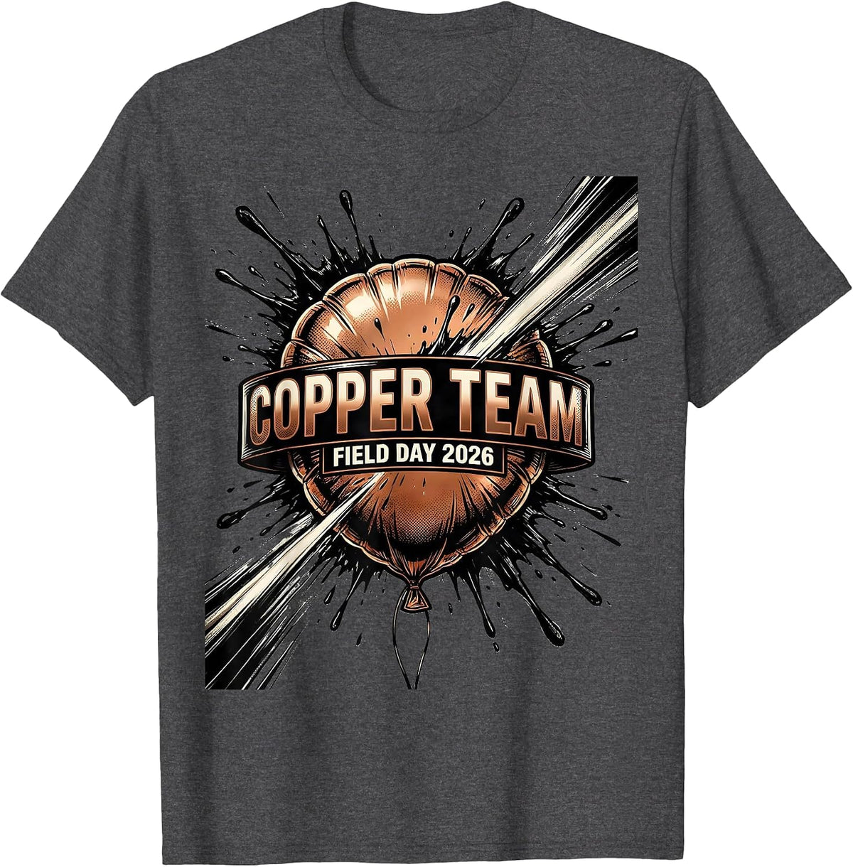 Copper Team Field Day 2026 Comic Book Teacher Kids T-Shirt - Dark Heather Grey