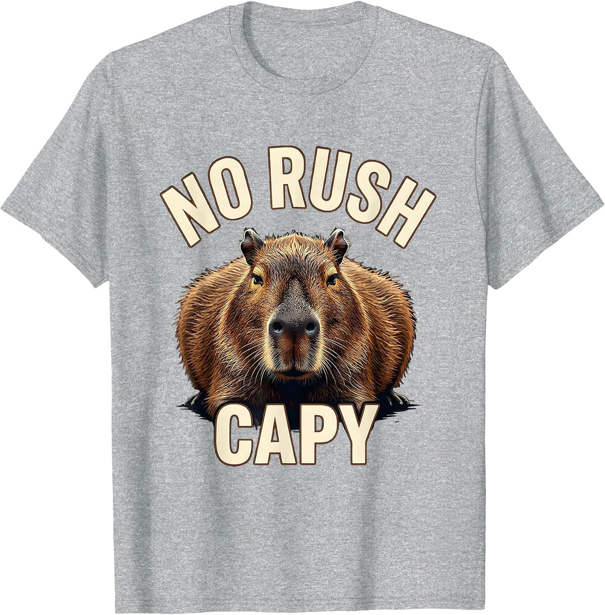 Men's No Rush Capy Funny Capybara Animal Meme Gamer Humor T-Shirt - Heather Grey