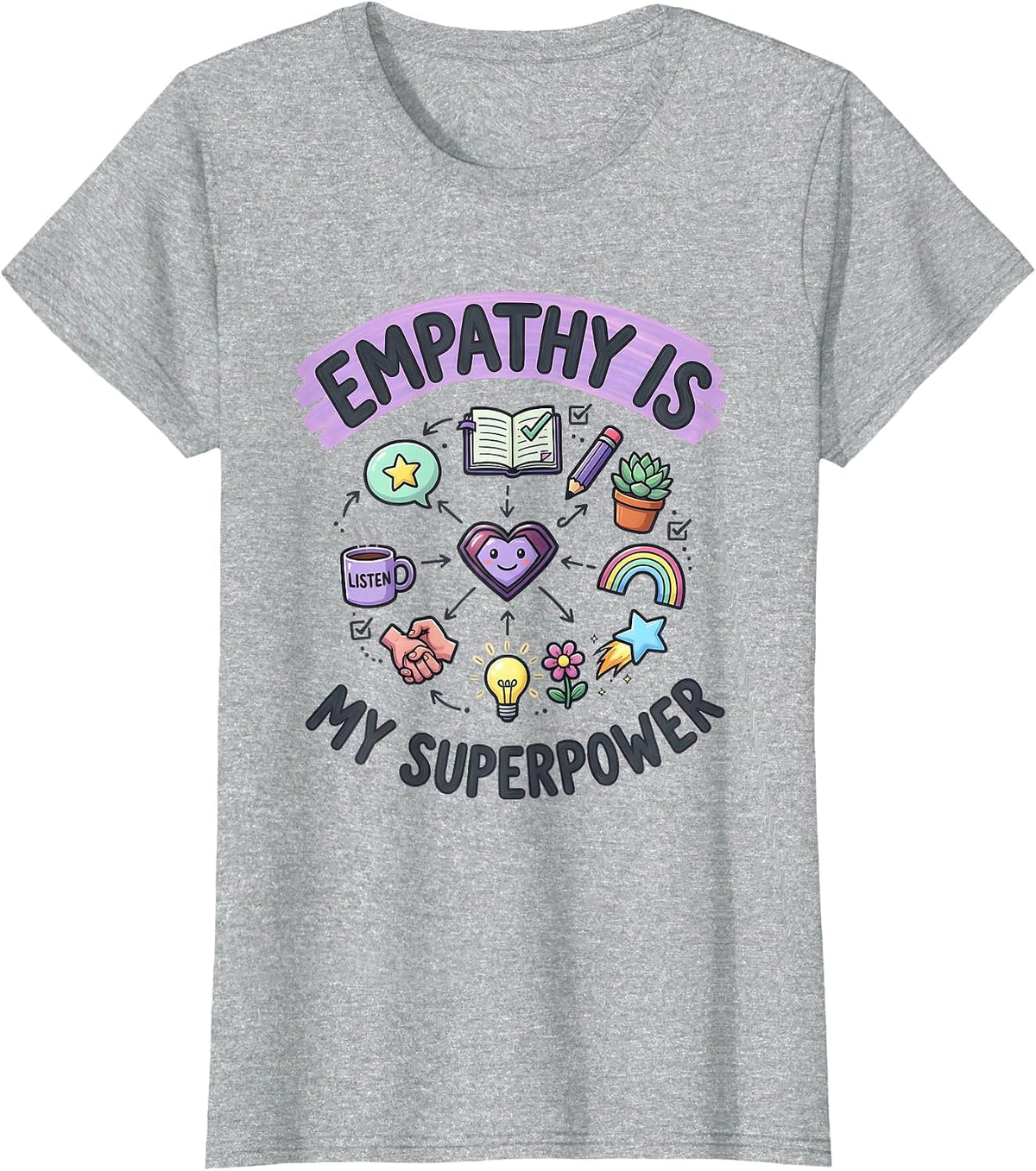 Empathy Is My Superpower School Counselor T-Shirt - Heather Grey
