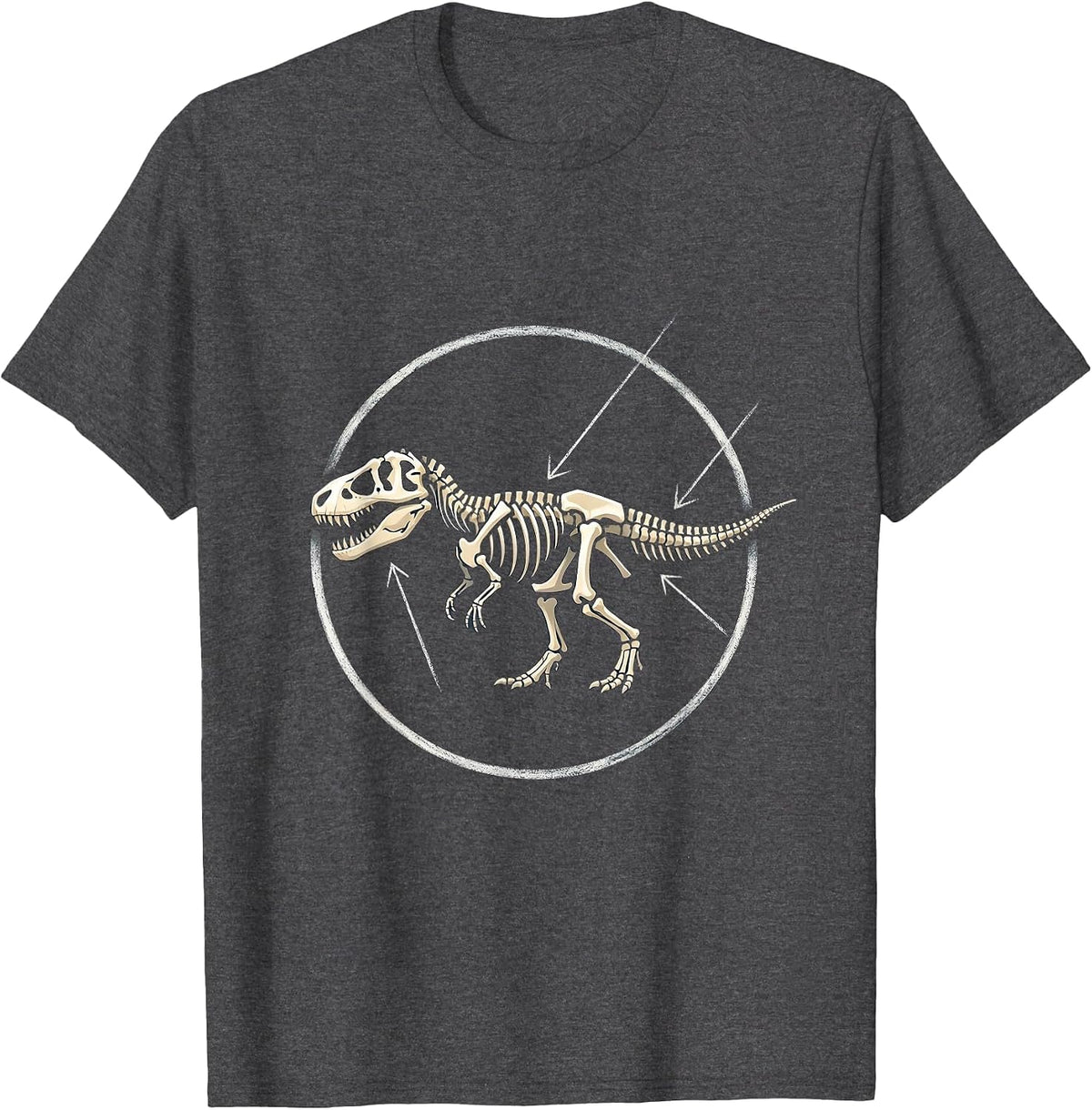 Dinosaur Skeleton Scientific Diagram Illustration T-Shirt - Dark Heather Grey