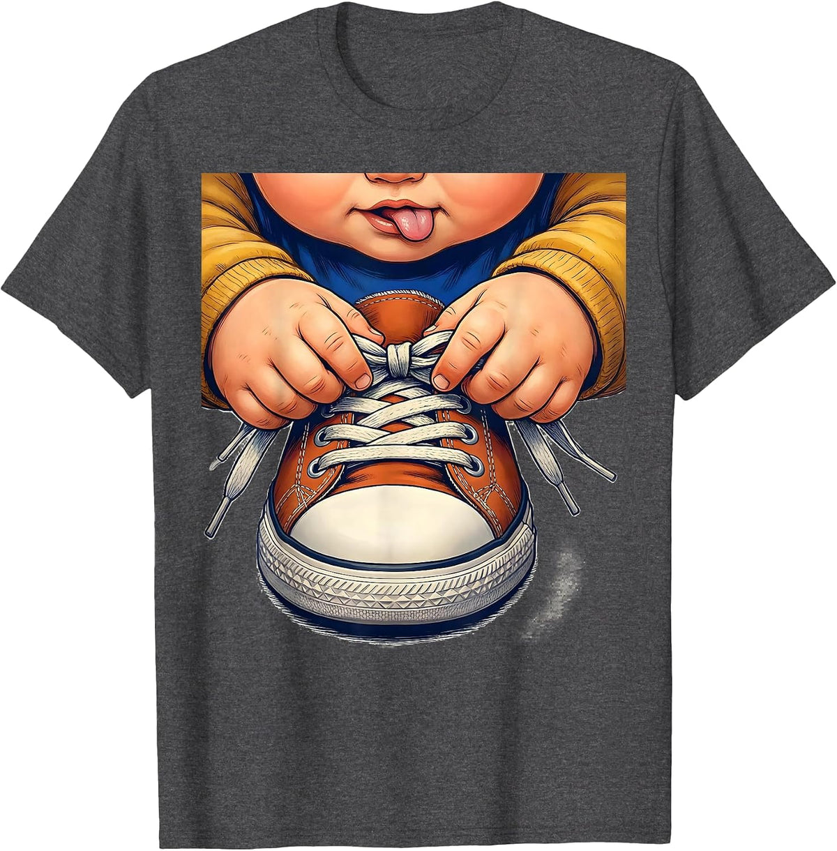 Occupational Therapy Child Tying Shoelace Graphic T-Shirt - Dark Heather Grey