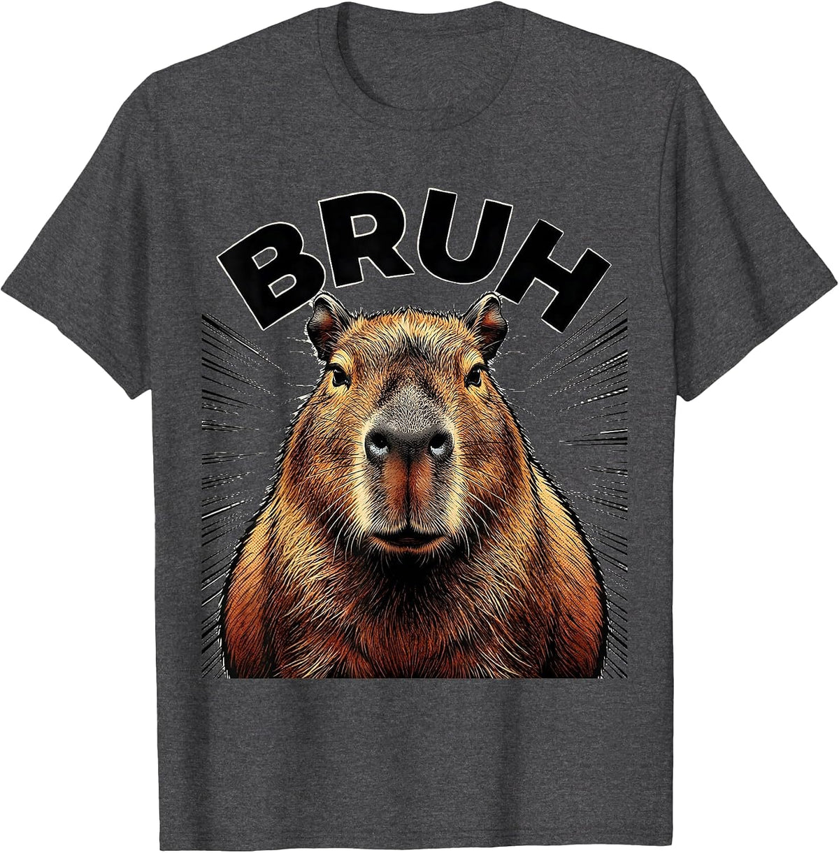 Bruh Comic Book Capybara Funny Animal Meme Lover Humor T-Shirt - Dark Heather Grey