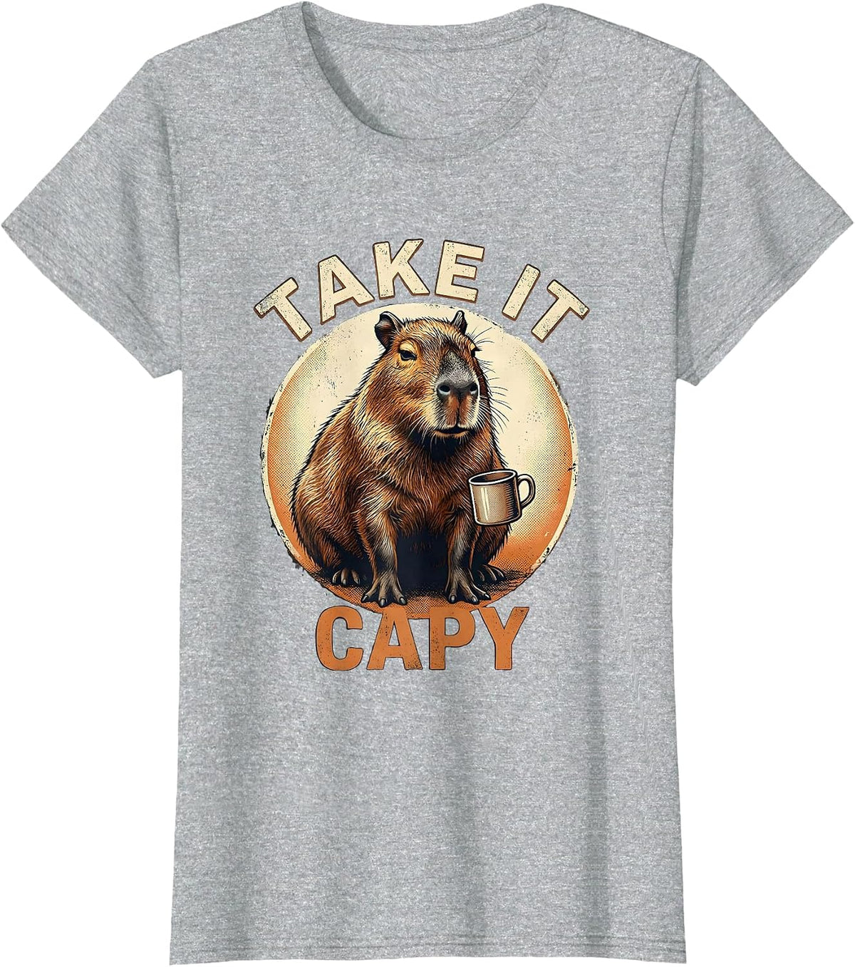 Take It Capy Funny Capybara Vintage Meme Humor Animal Lover T-Shirt - Heather Grey