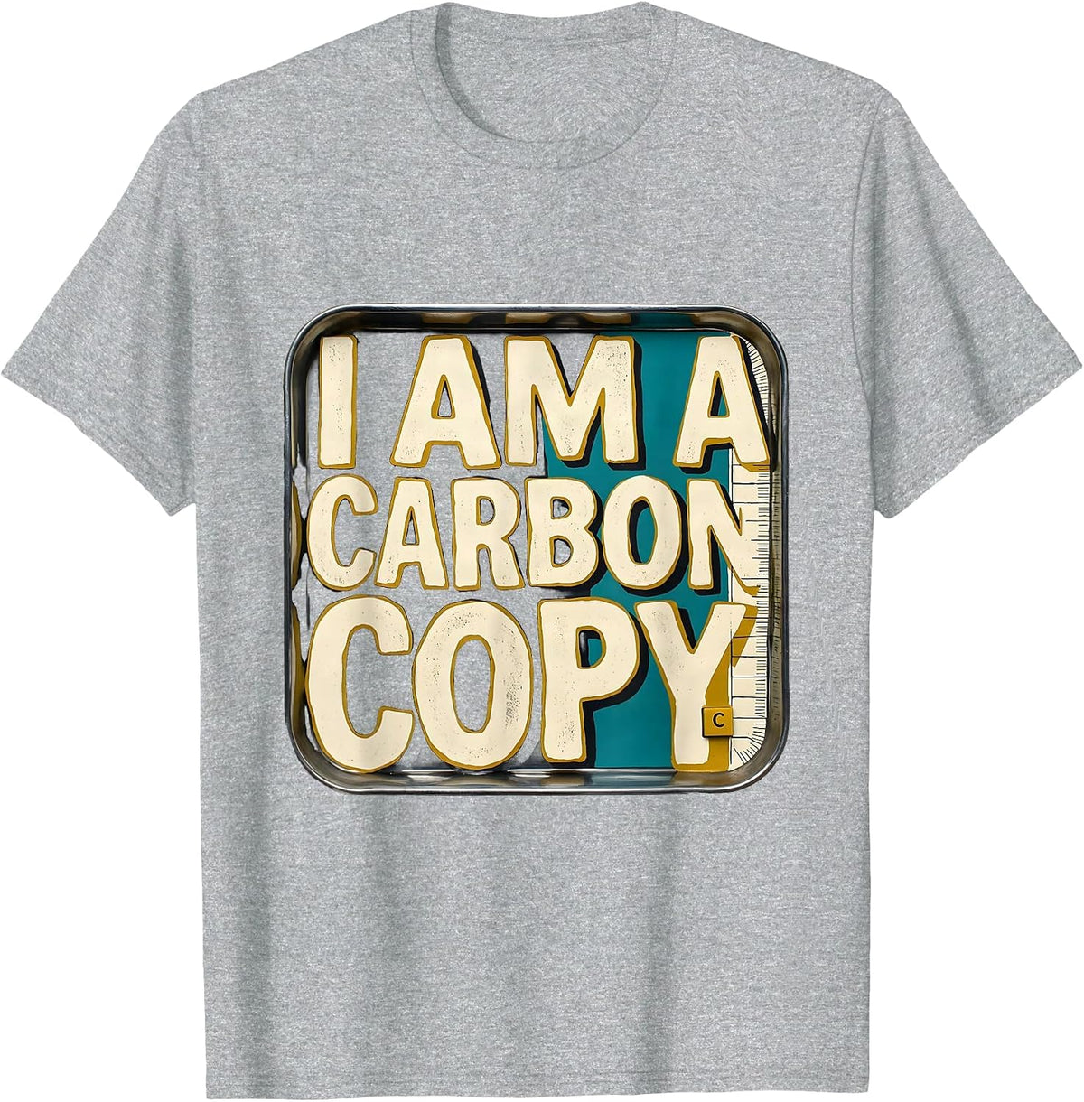 Men's I Am A Carbon Copy Midcentury Modern Chemistry Pun Humor T-Shirt - Heather Grey