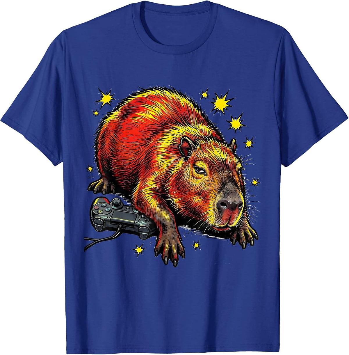 Men's Capybara Comic Book Video Games Humor T-Shirt - Royal Blue