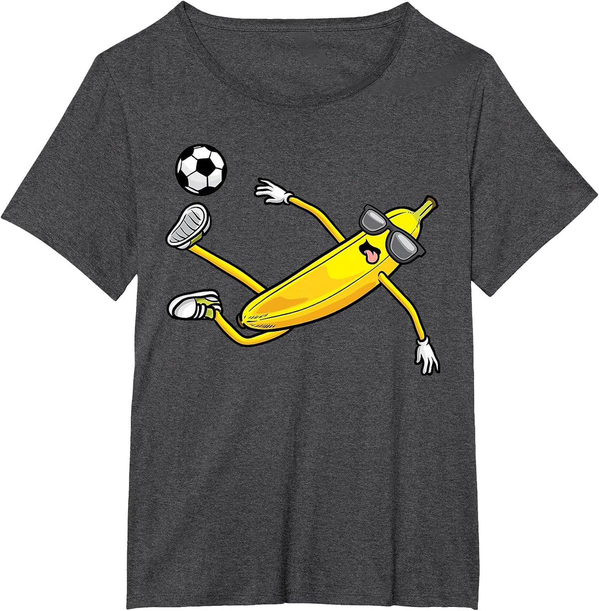 Banana Playing Soccer Fruit Soccer Player T-Shirt - Dark Heather Grey