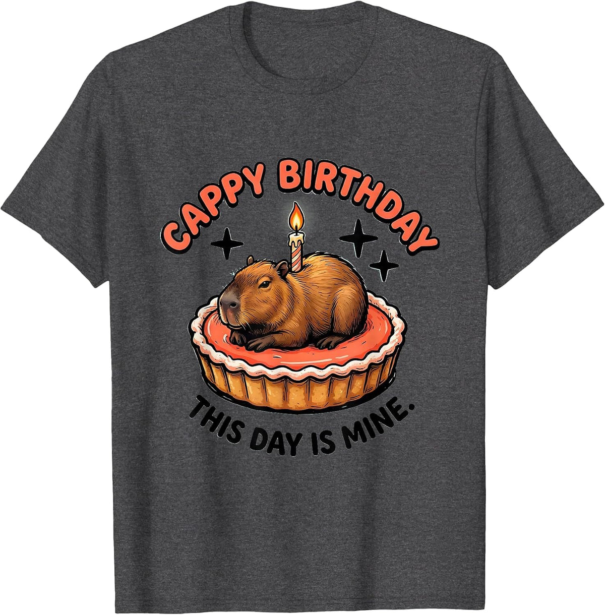 Men's Cappy Birthday This Day Is Mine Kawaii Capybara Birthday T-Shirt - Dark Heather Grey