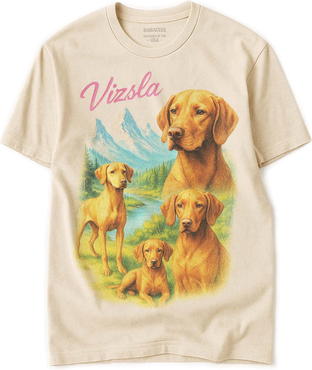 Vintage Tshirt for Dog Mom & Dad 100% Natural Undyed Cotton for Men & Women - Vizsla