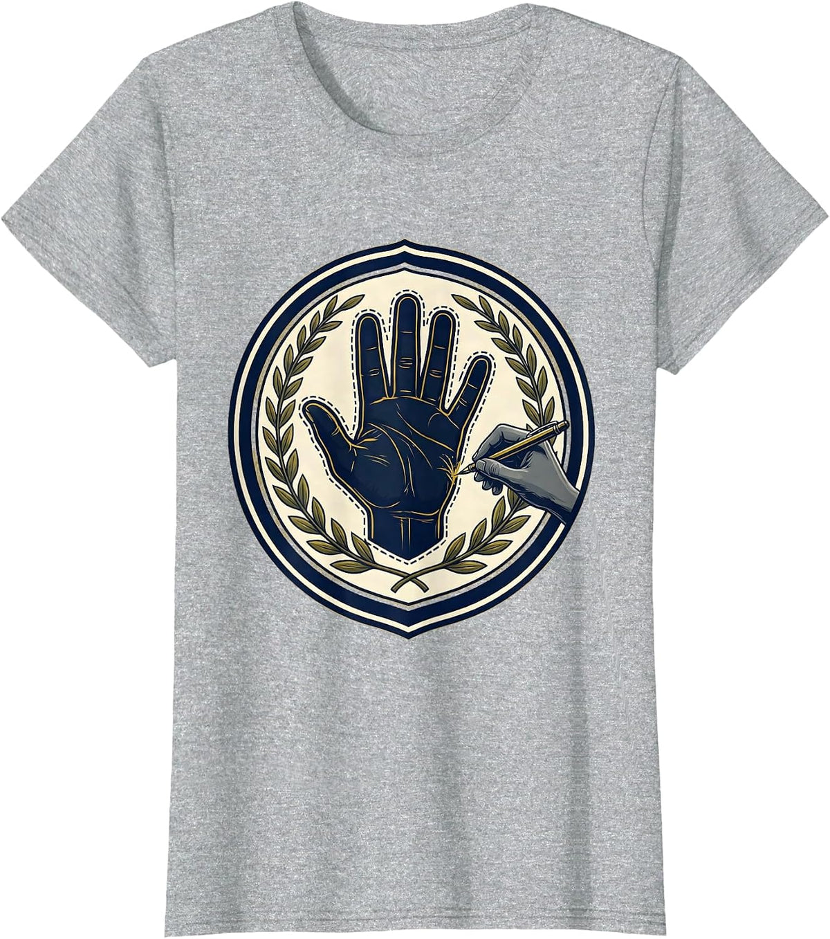 Occupational Therapy Hand Tracing Illustration T-Shirt - Heather Grey