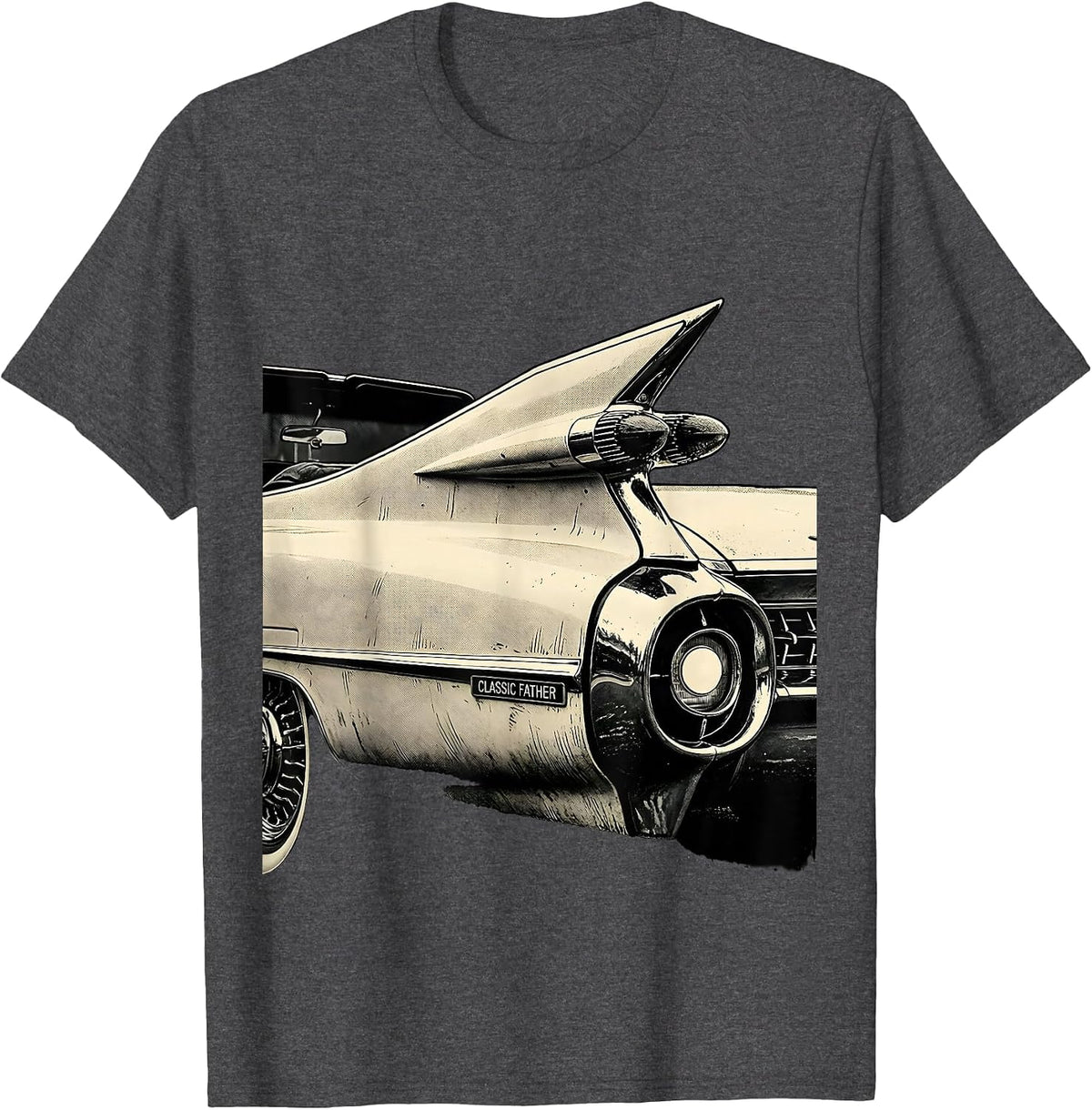 Classic Father Funny Old Man Guy Classic Car Graphic T-Shirt - Dark Heather Grey