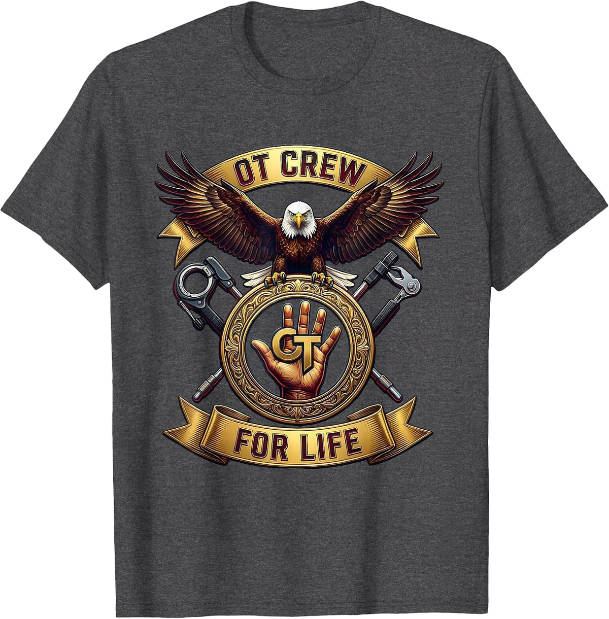 OT Crew For Life Occupational Therapy Design T-Shirt - Dark Heather Grey
