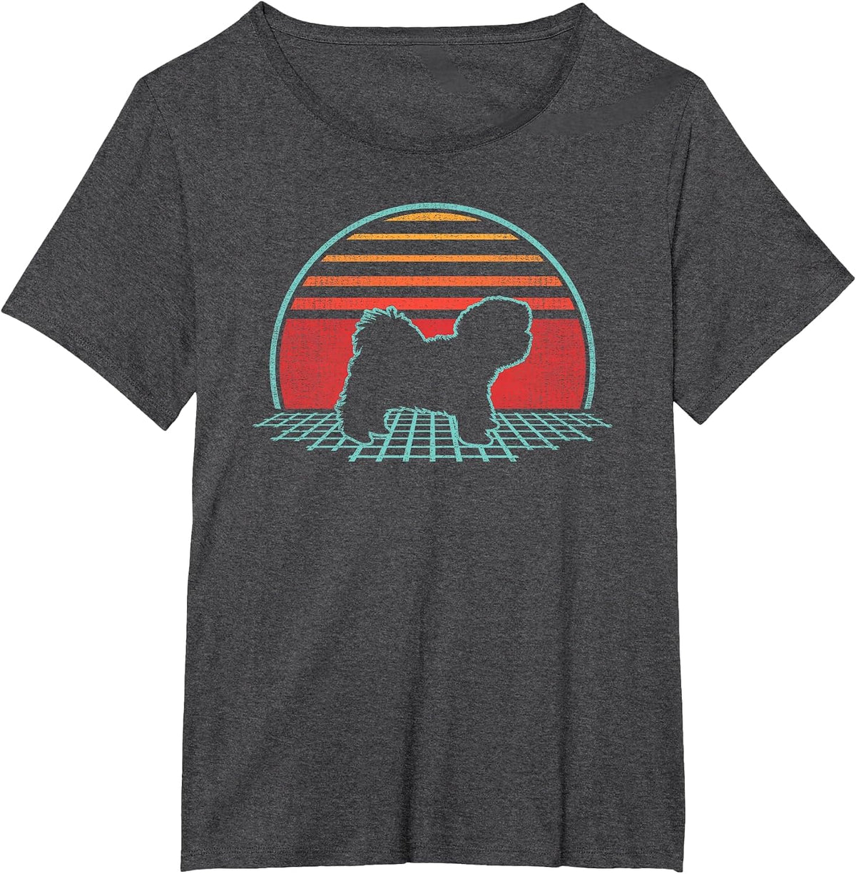 Havanese Lover Dog Owner Retro Vintage 80s Style T-Shirt - Dark Heather Grey