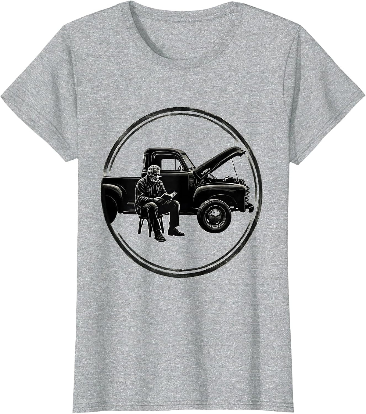 Classic Pickup Mechanic Old Guy Humor Graphic T-Shirt - Heather Grey