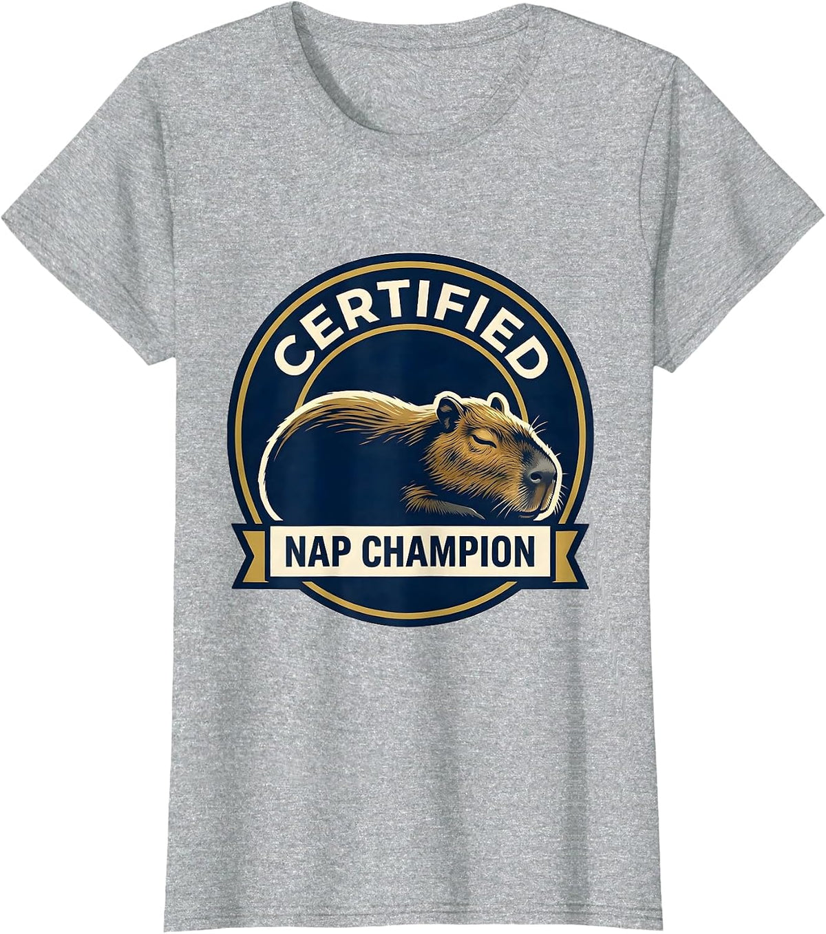 Women's Certified Nap Champion Cute Capybara Sleepwear Humor T-Shirt - Heather Grey