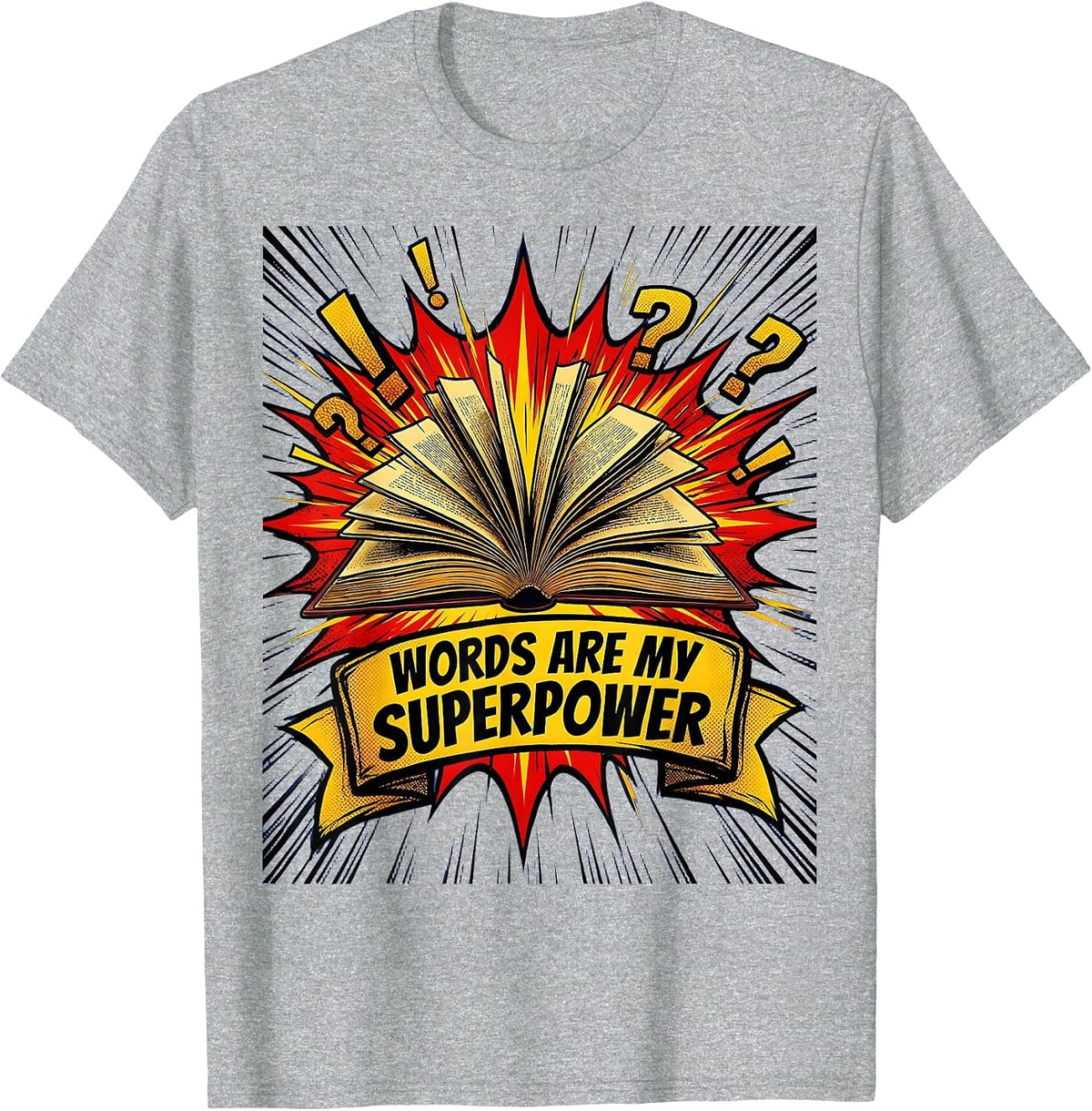 Men's Words Are My Superpower English Teacher Design T-Shirt - Heather Grey