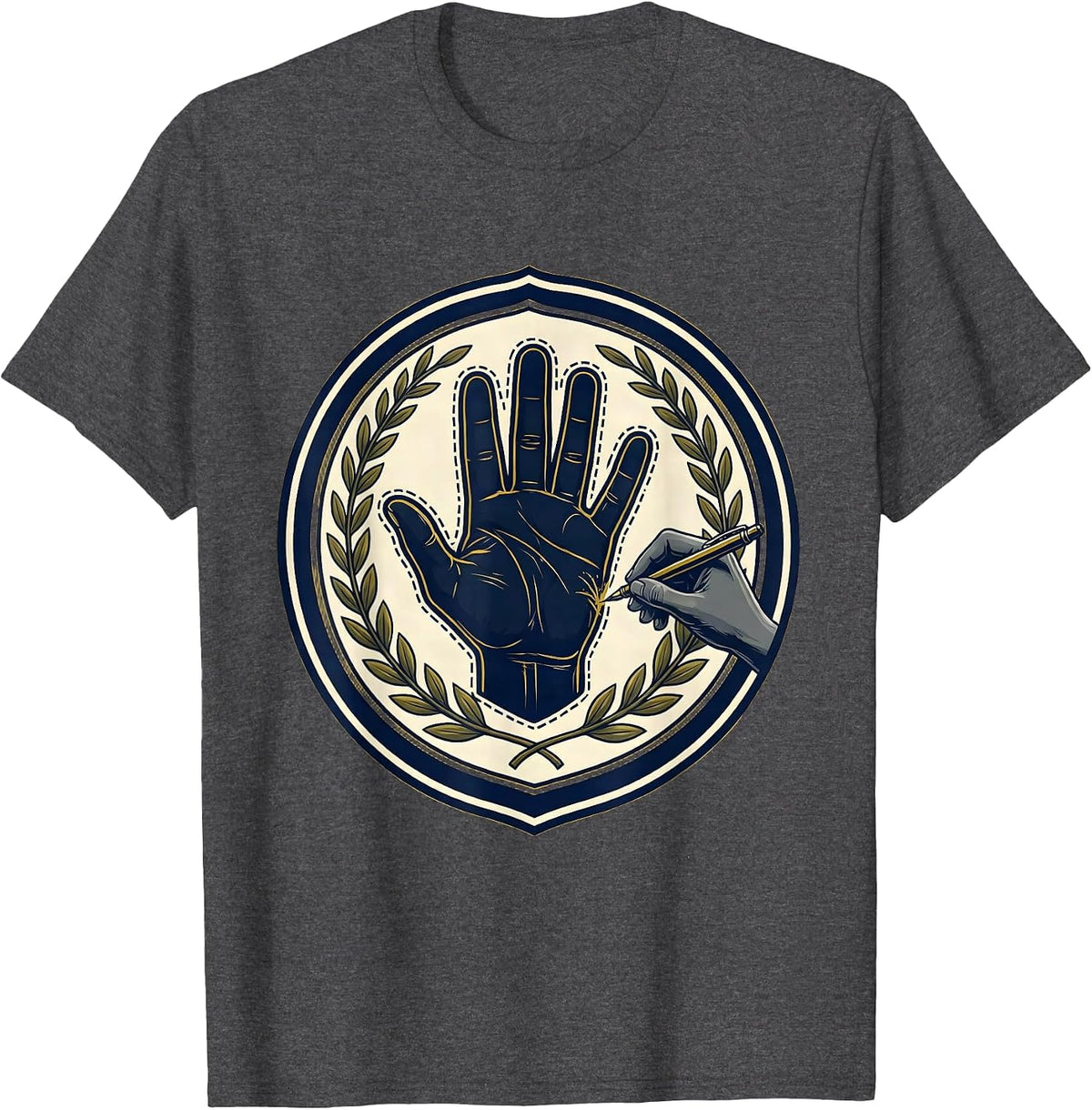 Occupational Therapy Hand Tracing Illustration T-Shirt - Dark Heather Grey