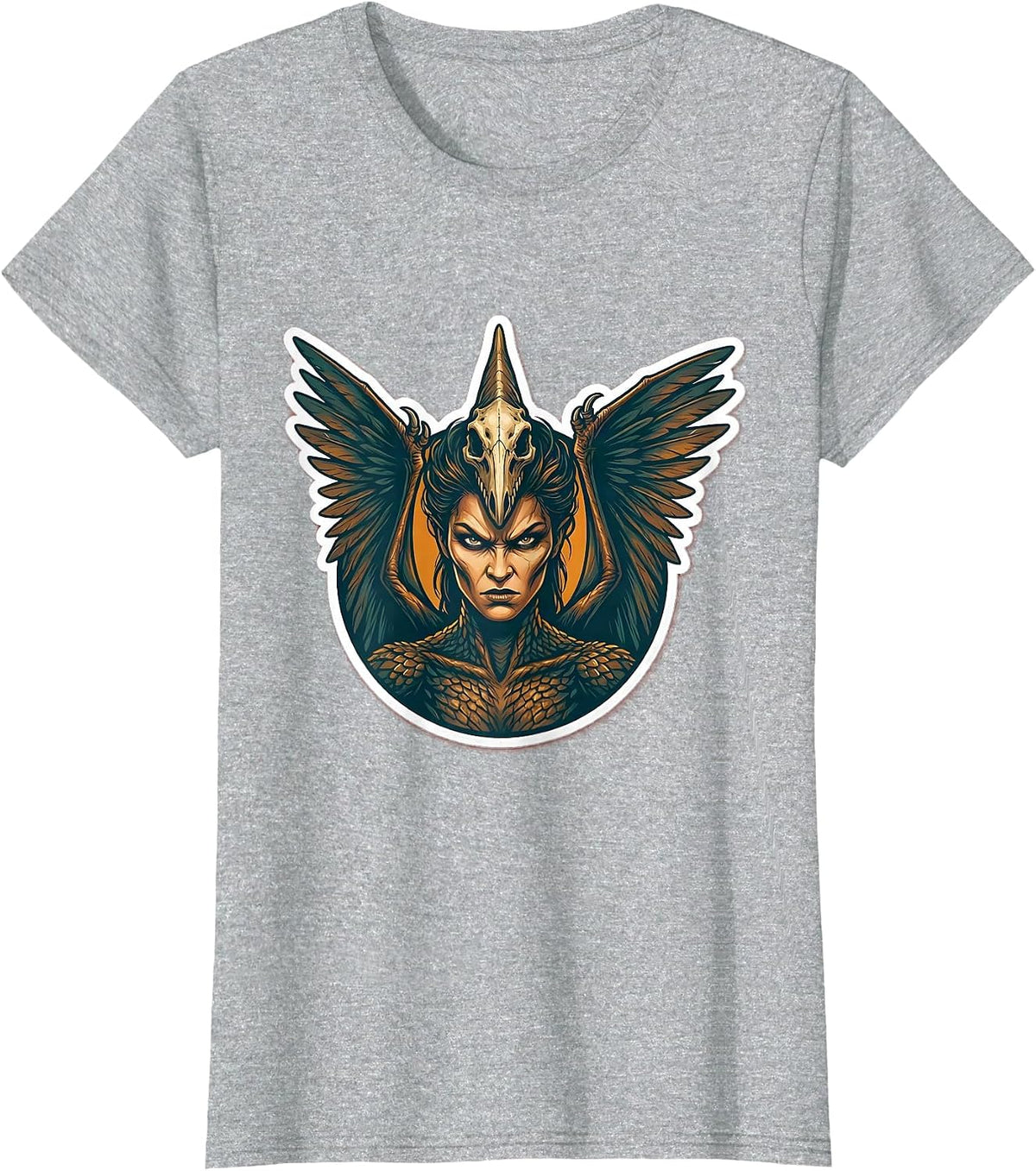 Fierce Pterodactyl Wing Cloak Dinosaur Warrior T-Shirt - Heather Grey