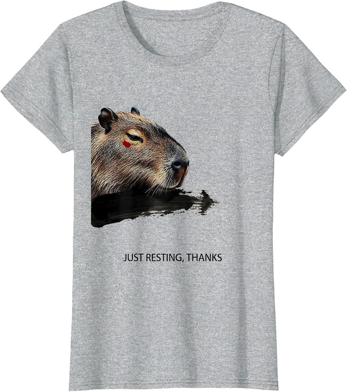 Women's Just Resting, Thanks Cute Capybara Sleepy Humor Pajama T-Shirt - Heather Grey