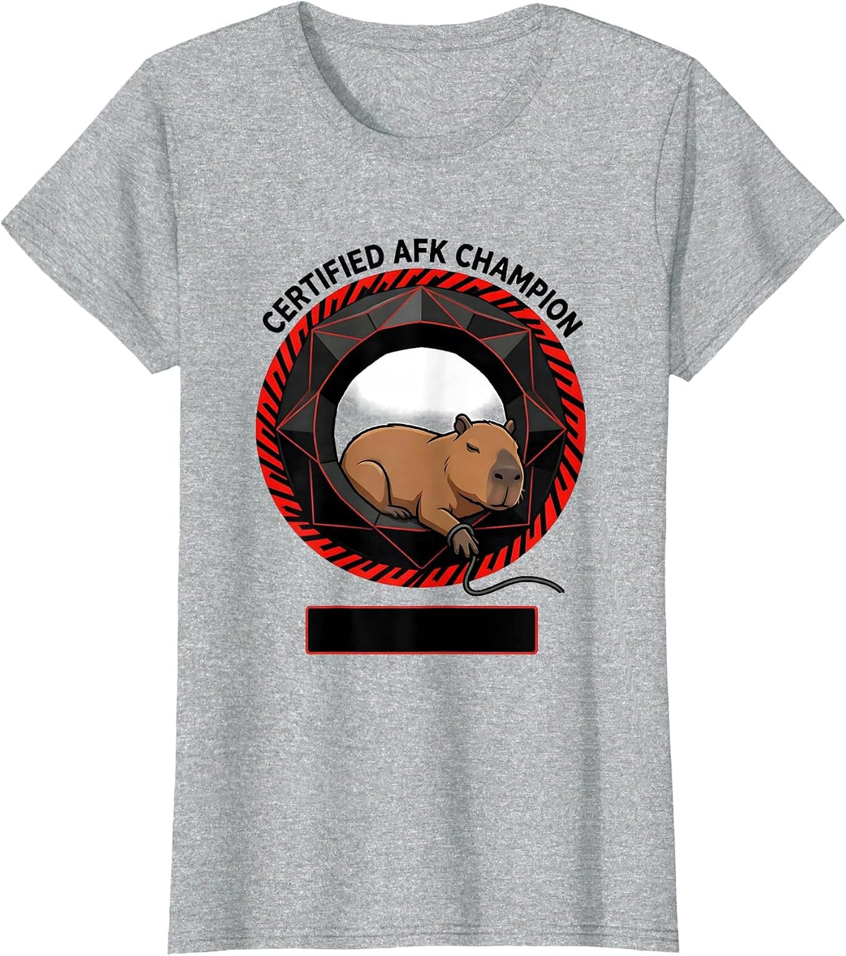 Women's Certified AFK Champion Geometric Capybara Gamer Meme Humor T-Shirt - Heather Grey