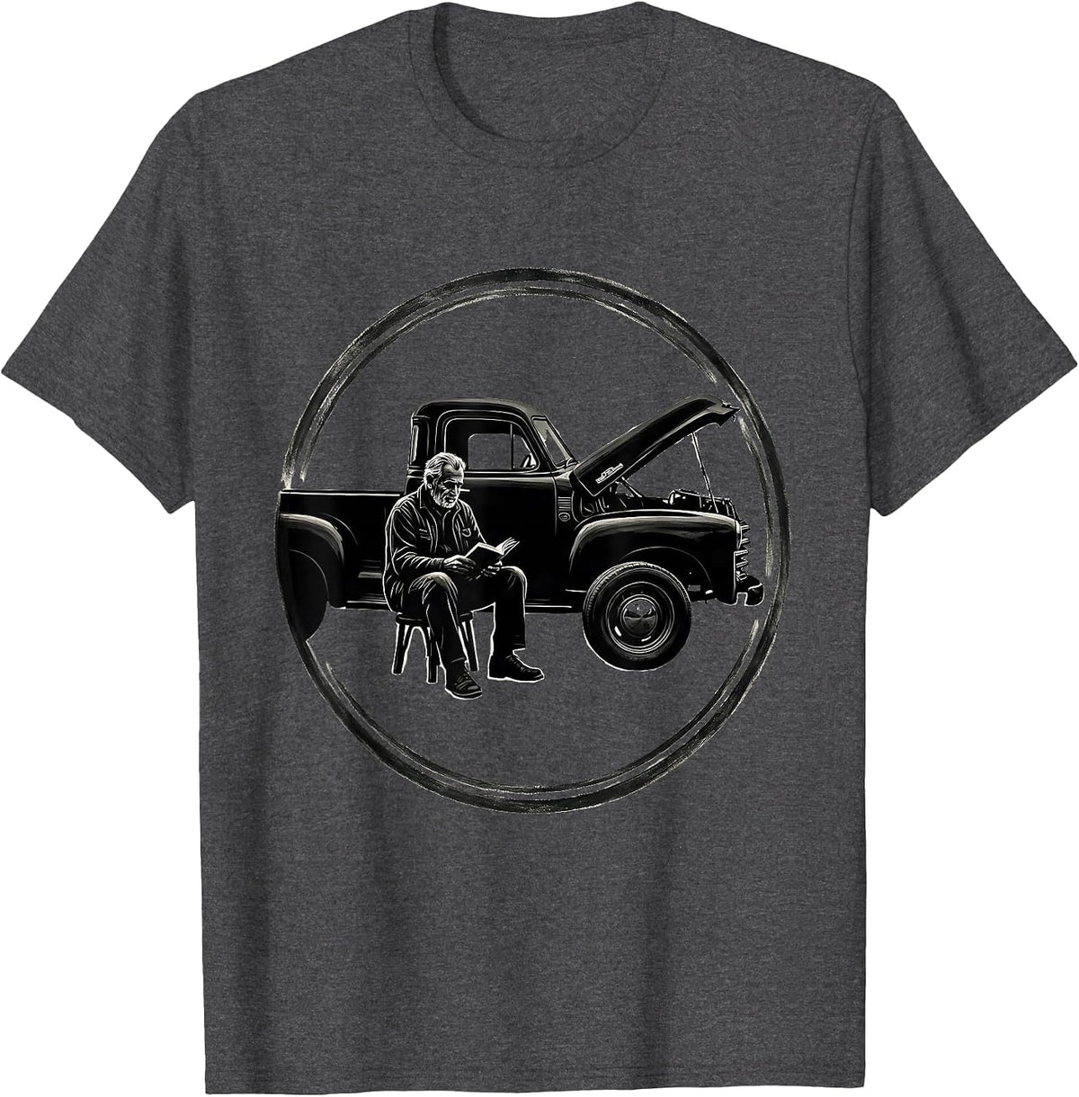 Classic Pickup Mechanic Old Guy Humor Graphic T-Shirt - Dark Heather Grey