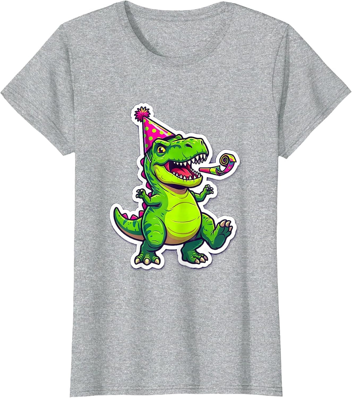 T-Rex Birthday Party Dinosaur Celebration T-Shirt - Heather Grey