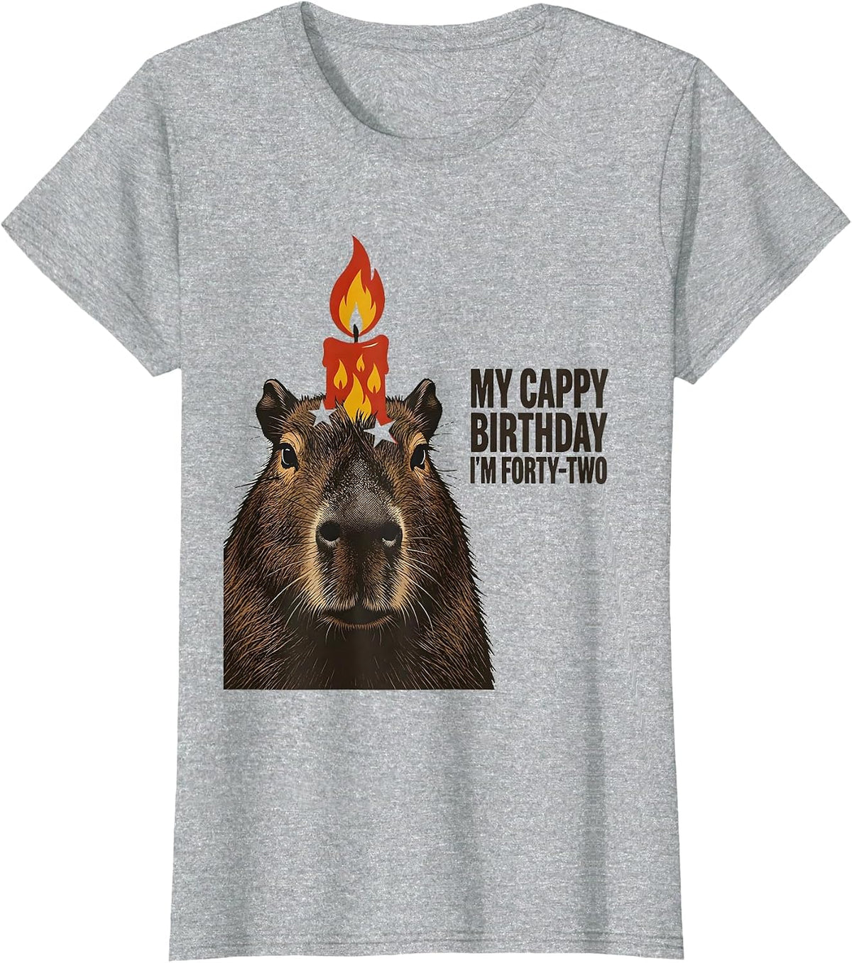 Women's My Cappy Birthday, I'm Forty-Two Cute Kawaii Capybara T-Shirt - Heather Grey
