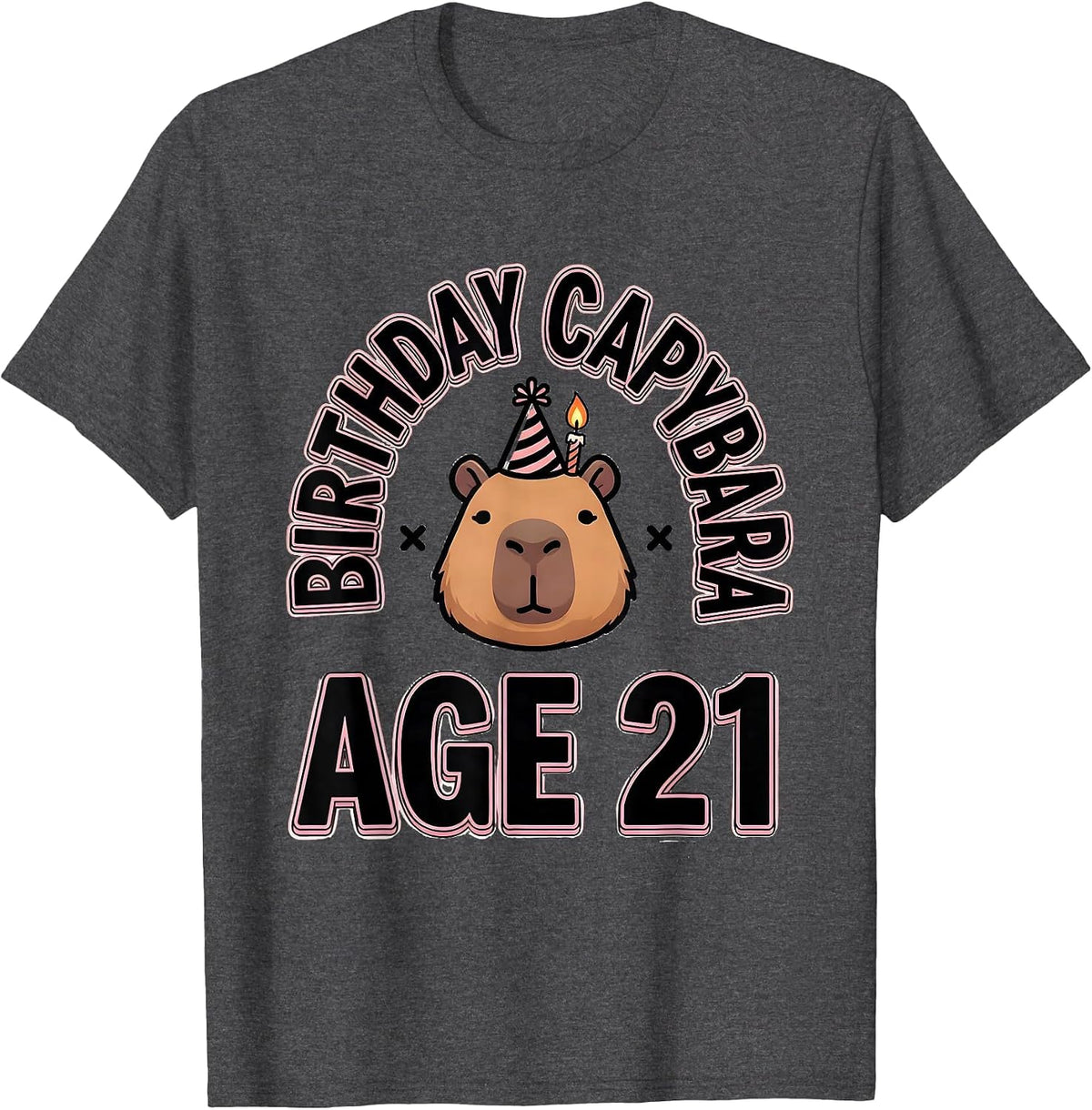 Birthday Capybara Age 21 Kawaii Pun Birthday Gift T-Shirt - Dark Heather Grey