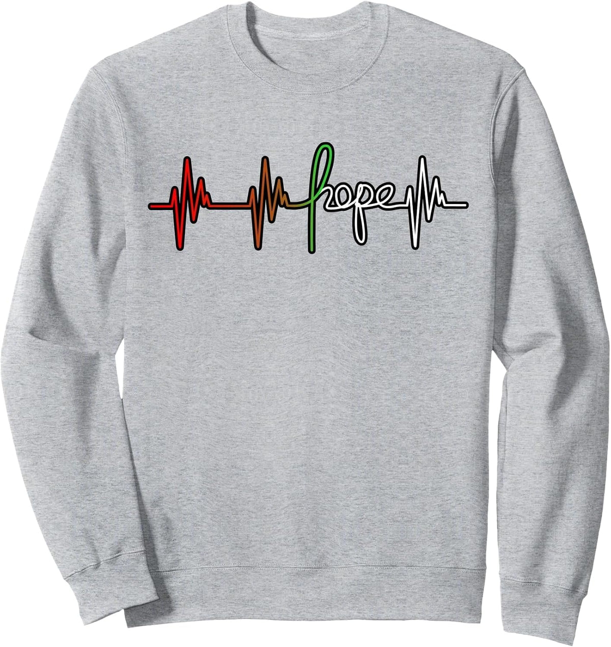 Hope Heartbeat Mental Health Awareness Supporter Graphic Sweatshirt - Adult Unisex Heather Grey
