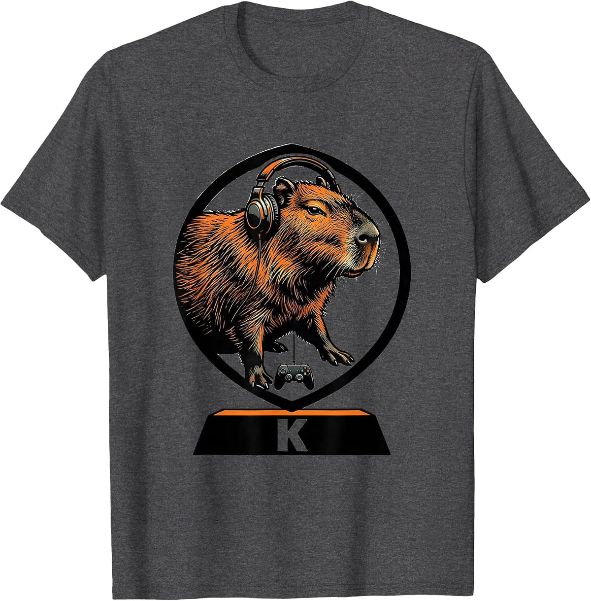 K Funny Capybara Gamer Meme Humor Video Games T-Shirt - Dark Heather Grey