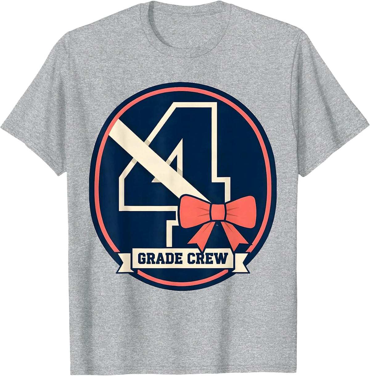 Men's 4th Grade Crew Sports Back to School Coquette Bow T-Shirt - Heather Grey