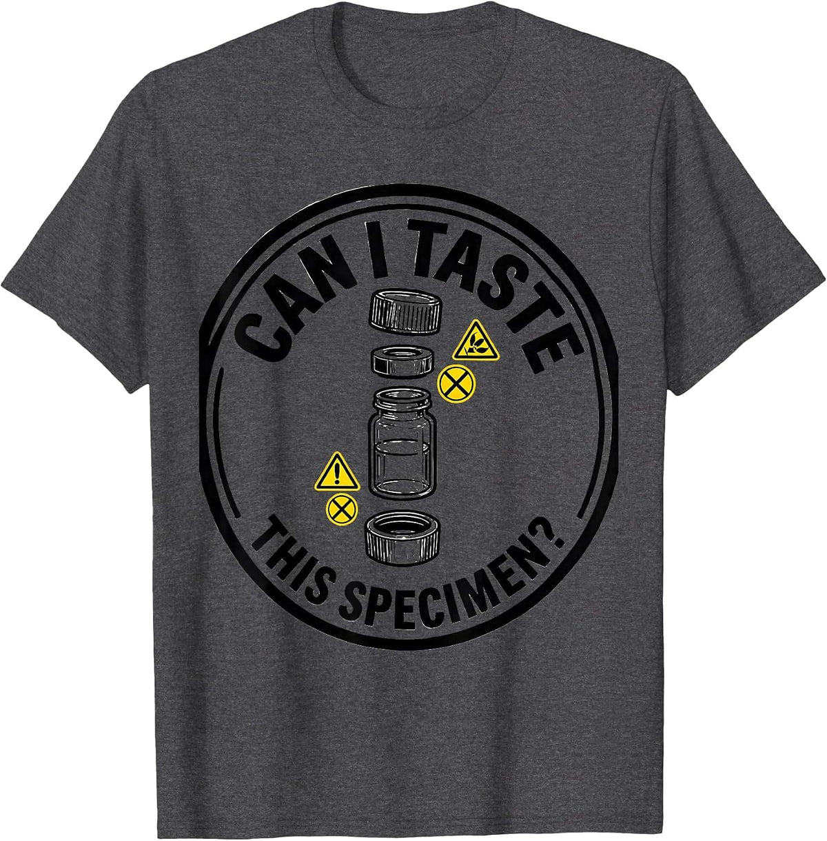Can I Taste This Specimen Funny Periodic Table Science T-Shirt - Dark Heather Grey