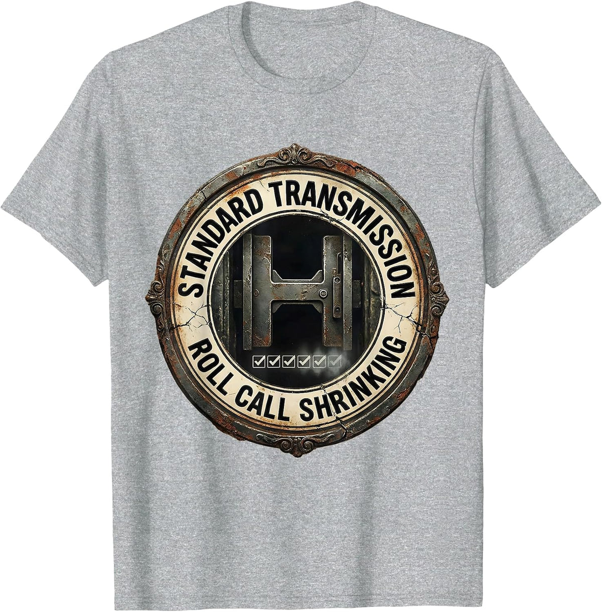 Men's Standard Transmission: Roll Call Shrinking Vintage Car Guy T-Shirt - Heather Grey
