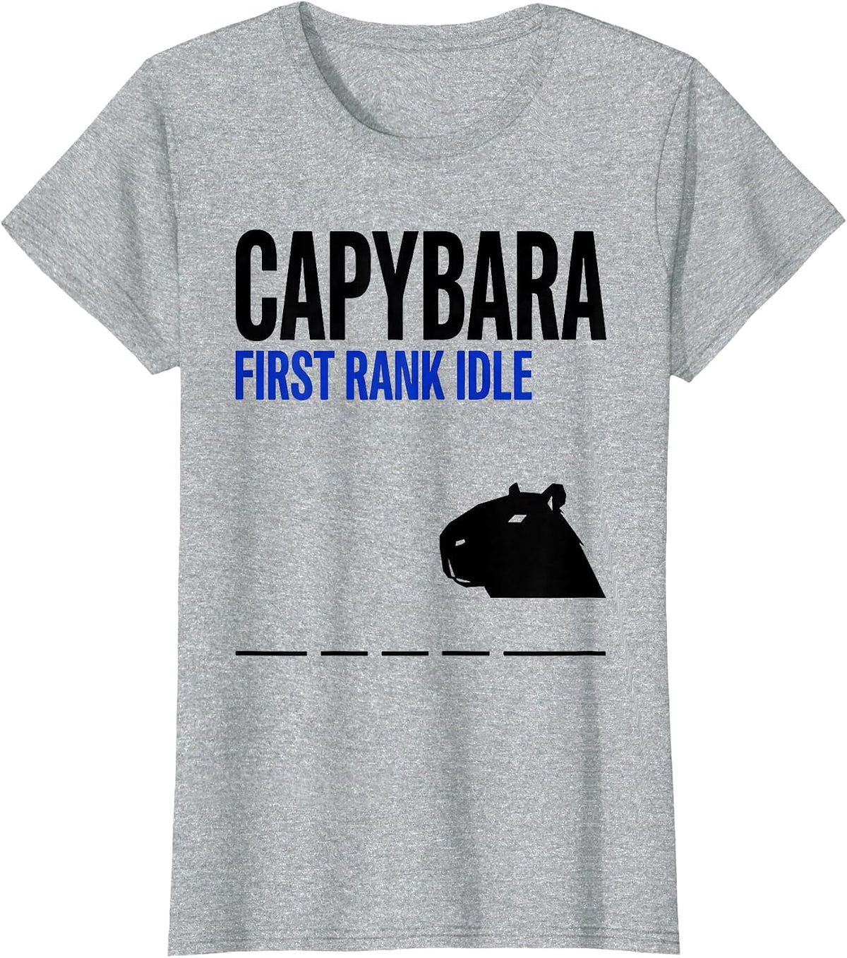 Capybara First Rank Idle Funny Animal Humor Meme T-Shirt - Heather Grey