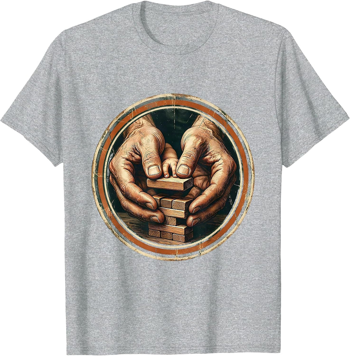 Men's Occupational Therapy Hands Guiding Child Block Stacking T-Shirt - Heather Grey