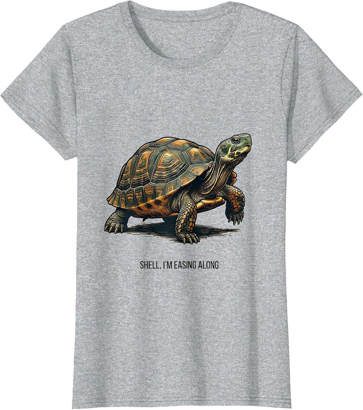 Shell, I'm Easing Along Vintage Turtle Lover Reptile T-Shirt - Heather Grey