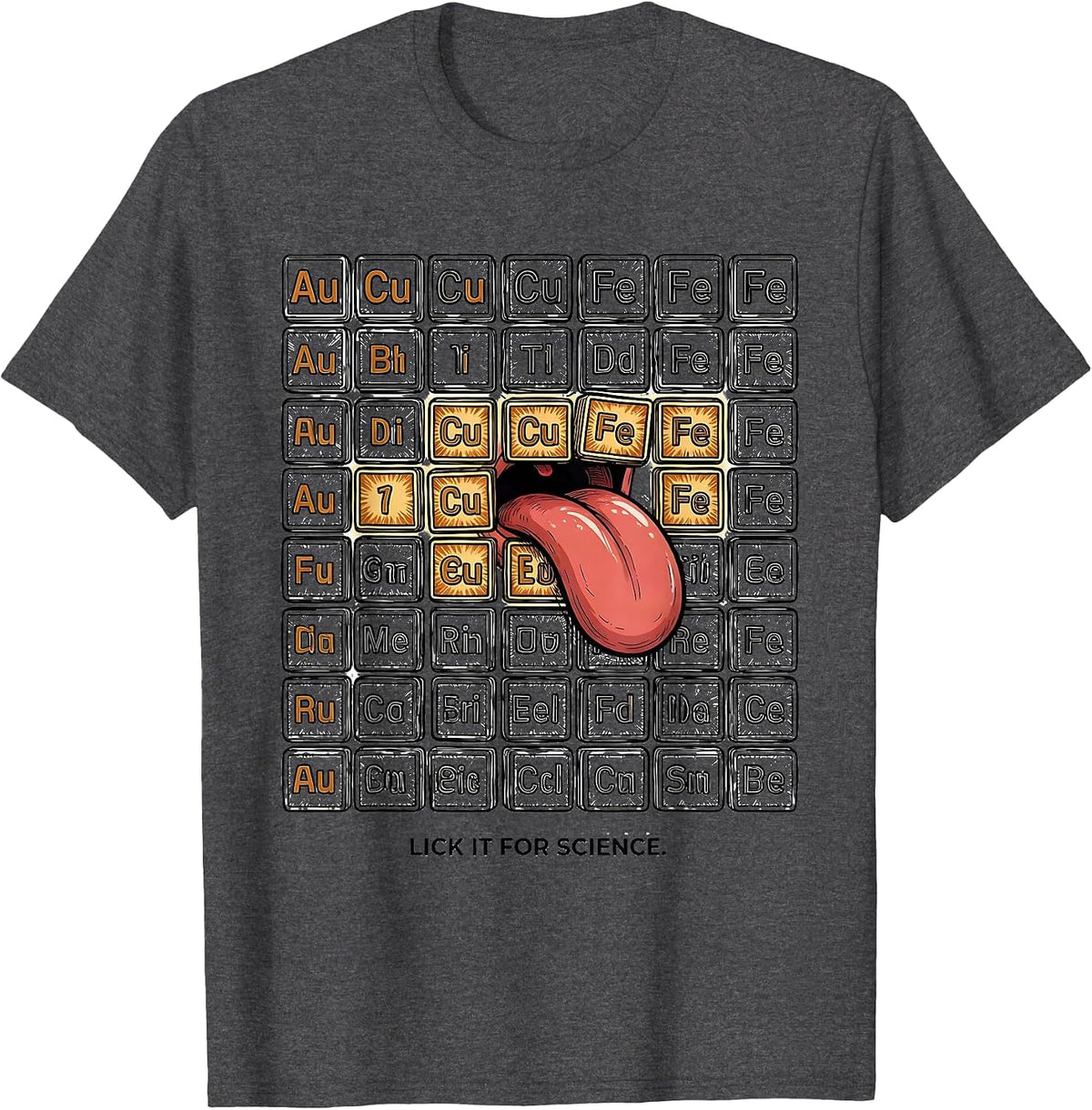 Men's Lick It For Science Periodic Table Design T-Shirt - Dark Heather Grey