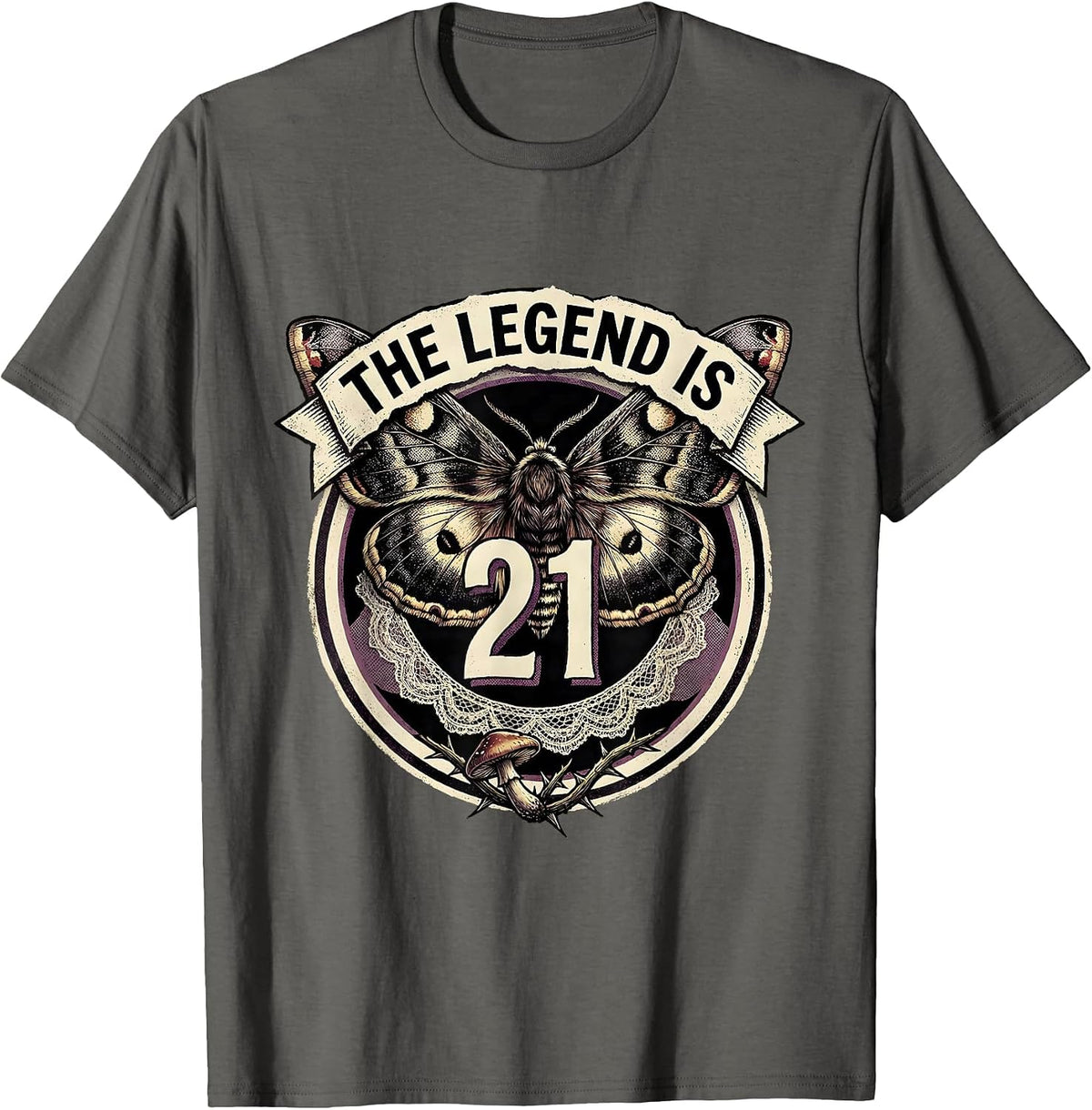 The Legend Is 21 Birthday Celebration Design T-Shirt - Asphalt Grey