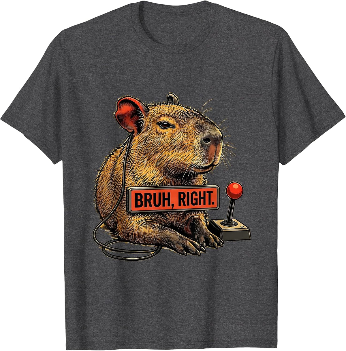 Bruh Right Funny Capybara Gamer Meme Humor T-Shirt - Dark Heather Grey