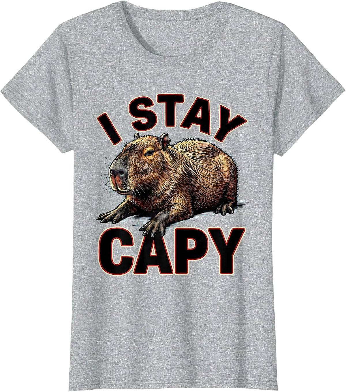 I Stay Capy Funny Capybara Animal Meme Humor T-Shirt - Heather Grey