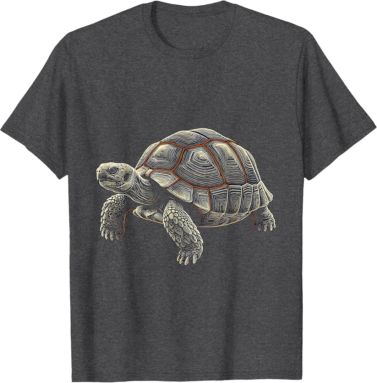 Men's Tortoise Contour Art Turtle Lover Gift T-Shirt - Dark Heather Grey